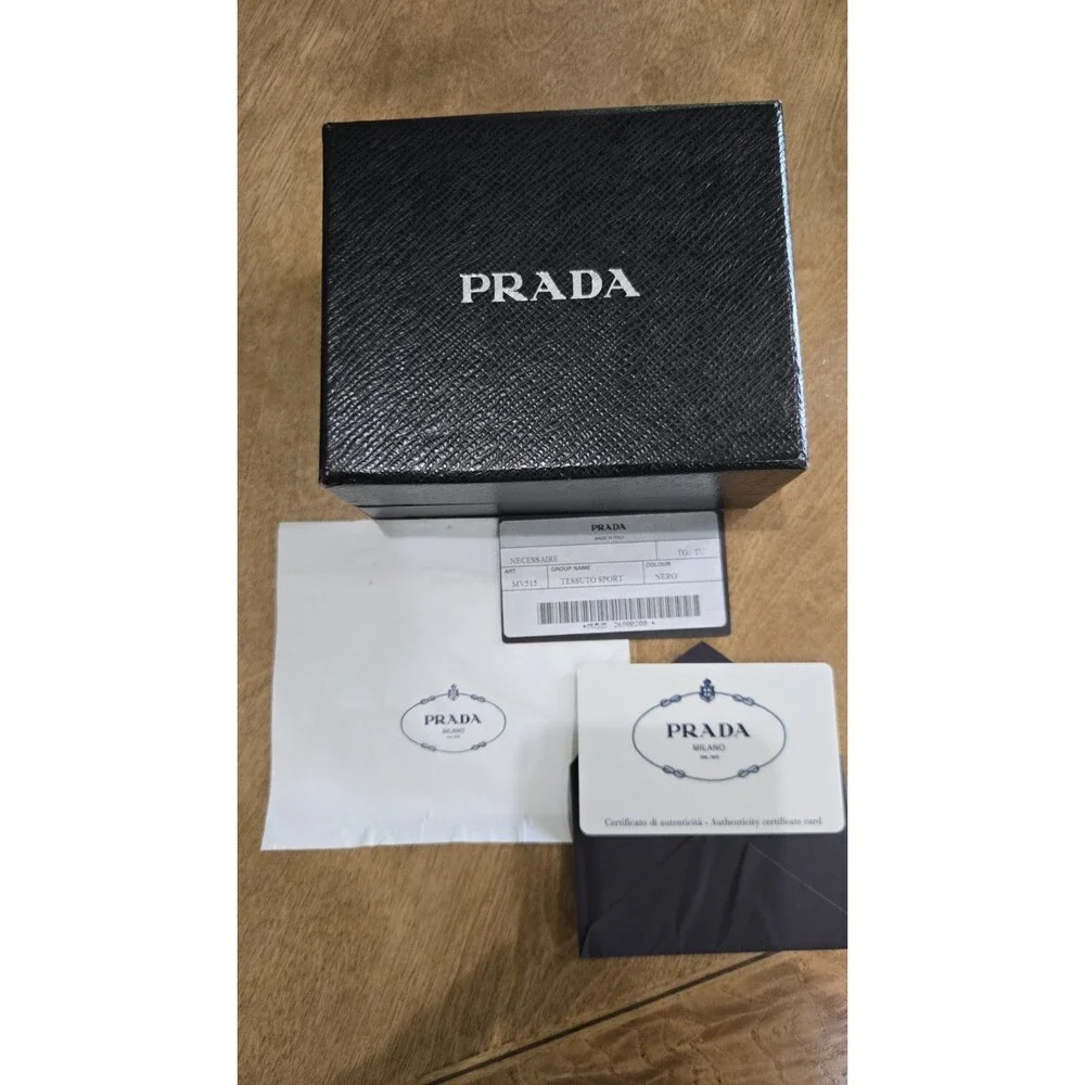 Prada Vintage Black Gaufre Nylon Kiss-Lock Coin Pouch Full Set - Box &...